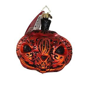 Christopher Radko Glass Pumpkin Ornament All Hallows Glow Halloween Decoration
